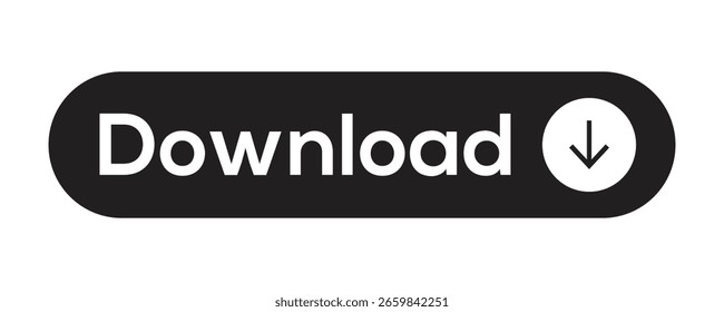 Botón negro de la Descarga con el icono de la flecha para el Web y el diseño de UI