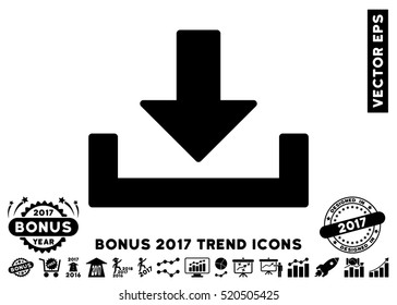 Black Download icon with bonus 2017 year trend clip art. Vector illustration style is flat iconic symbols, white background.