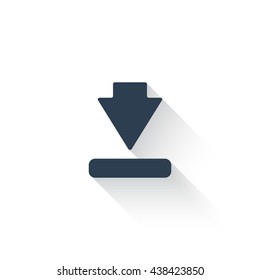 Black Download icon with long shadow