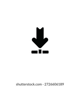 A black download icon symbolizing data transfer on a white background