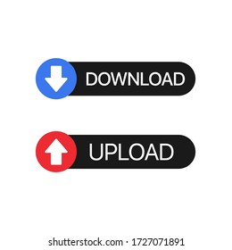 Black download and upload buttons useful for web design purposes isolated