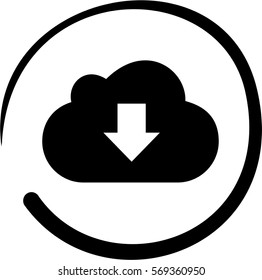 Black download, upload, cloud symbol