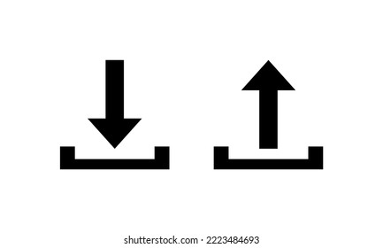 black download and upload symbol icon on a white background
