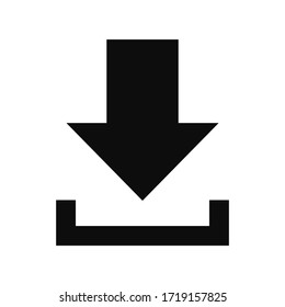 Black download vector icon flat style illustration isolated on white background
