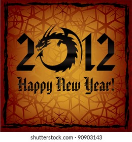Black Dragon. 2012 New Year Card. Vector illustration