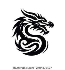 black dragon abstract simple modern vector logo design, tattoo