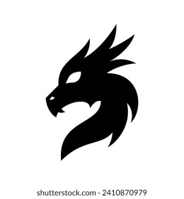 Black dragon animal logo icon vector design