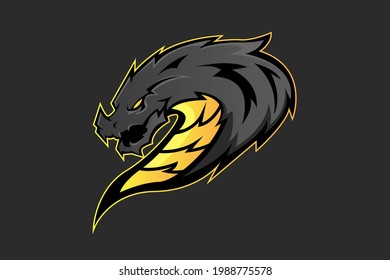 BLACK DRAGON BLADE MASCOT LOGO VECTOR ILLUSTRATION