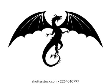 Black Dragon Clipart Vector Isolated On White Background. Black Dragon Tattoo