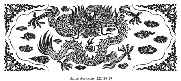 black dragon with cloud