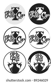 Black Dragon cup emblems, gray scale, vector
