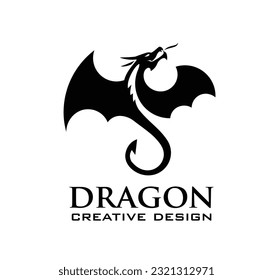 A black dragon emblem isolated on a white background. svg