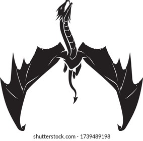 Black Dragon Front View, Isolated Symbol