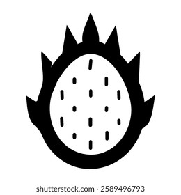 Black dragon fruit icon on white background. vector illustration.