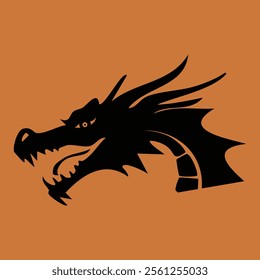 a black dragon head illustration