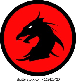 black dragon head over the red circle. vector - illustration