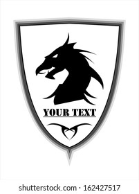 black dragon head over the white shield. vector - illustration
