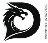 Black dragon head silhouette white
