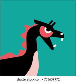 Black dragon head. Vector illustration.