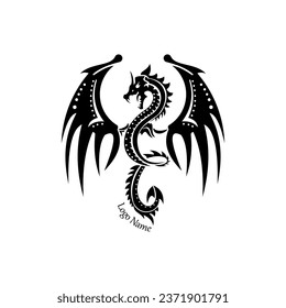 black dragon with huge wings