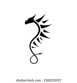 Icono del dragón negro aislado en fondo blanco.