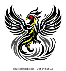 Black Dragon Indonesian Mythology. A minimalist 2D line vector of a dragon on a white background. The dragon is in a powerful pose, with wings spread wide and tail artistically curled.