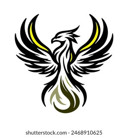 Black Dragon Indonesian Mythology. A minimalist 2D line vector of a dragon on a white background. The dragon is in a powerful pose, with wings spread wide and tail artistically curled.