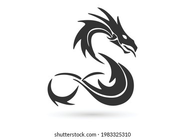 black dragon logo icon design vector illustration