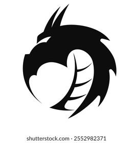 Black dragon logo isolated on white background