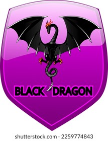 Black dragon on a purple shield. Incredible art. It's the best vector illustration.