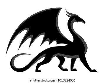 Black dragon on a white background