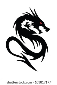 black dragon on white background