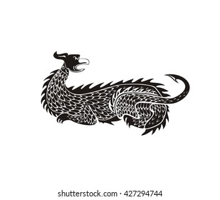 Black dragon on white background