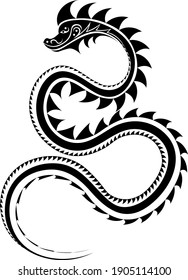 black dragon or serpent in tribal style