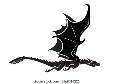 Black Dragon Side View Silhouette Illustration Stock Vector (Royalty ...