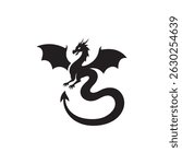 Black Dragon Silhouette in Flight