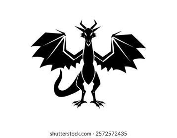 Black Dragon Silhouette Illustration - Fantasy Vector Art