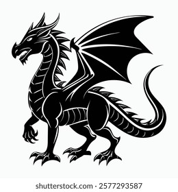 Black dragon tattoo design vector featuring tribal art illustration