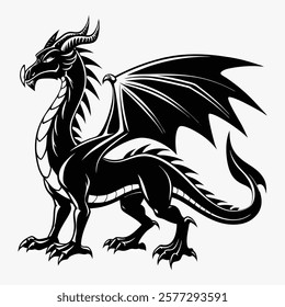 Black dragon tattoo design vector featuring tribal art illustration