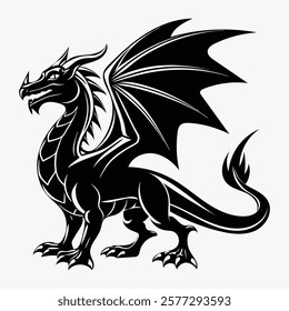 Black dragon tattoo design vector featuring tribal art illustration