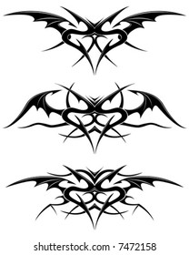 Black dragon tattoo isolated on white (vector)