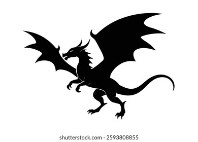 Black dragon vector icon illustration.