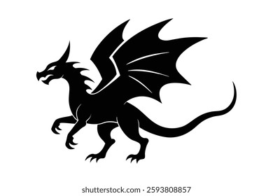Black dragon vector icon illustration.