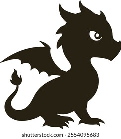 black dragon vector, dragon silhouette vector illustration