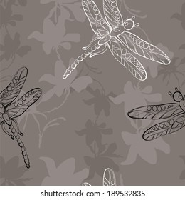 Black dragonfly on deep background