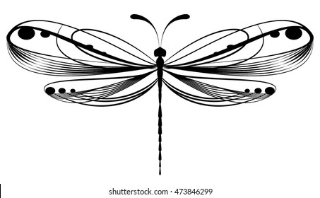 Black Dragonfly On White Background Isolated Stock Vector (Royalty Free ...