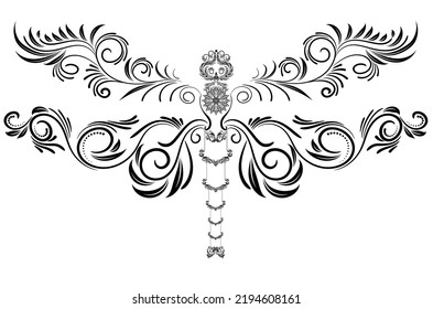 black dragonfly patern, vector that resembles a dragonfly