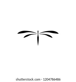 Black dragonfly silhouette icon. Flat vector damselfly sign isolated on white. Fairy tale, freedom, nature concept.