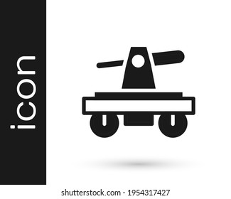 Black Draisine handcar railway bicycle transport icon isolated on white background.  Vector