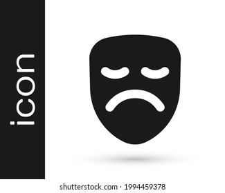 Black Drama theatrical mask icon isolated on white background.  Vector